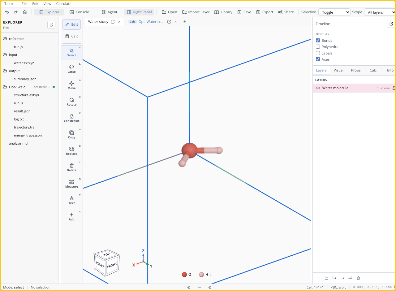 Workspace with the left editing tool rail and central structure viewport visible